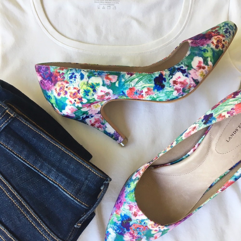 Boho Chic Floral Heels || Satin Pumps